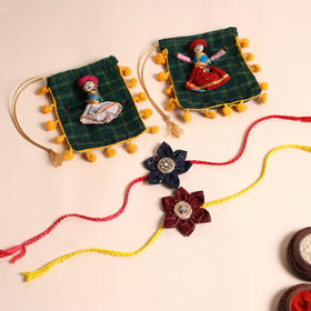  Handmade Fabric Flower Rakhi (Set of 2)