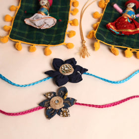  Handmade Fabric Flower Rakhi (Set of 2)