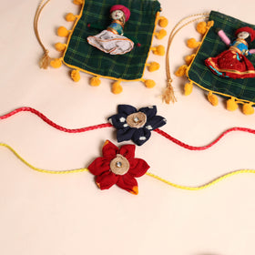  Handmade Fabric Flower Rakhi (Set of 2)