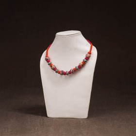 Patwa Threadwork Blue Pottery Beaded Necklace by Kailash Patwa 06