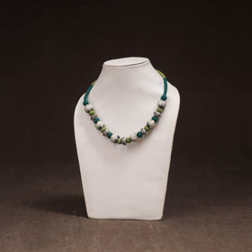 Patwa Threadwork Blue Pottery Beaded Necklace by Kailash Patwa 07