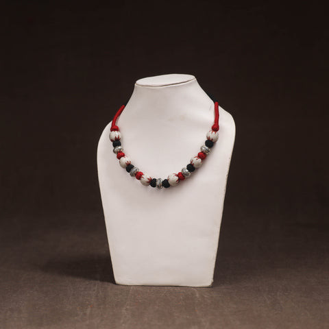 Patwa Threadwork Blue Pottery Beaded Necklace by Kailash Patwa 08