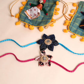  Handmade Fabric Flower Rakhi (Set of 2)