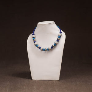 Blue - Patwa Threadwork Blue Pottery Beaded Necklace by Kailash Patwa 09
