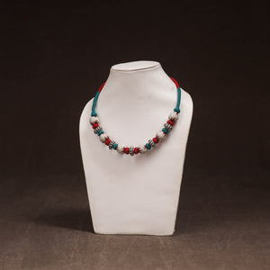 Patwa Threadwork Blue Pottery Beaded Necklace by Kailash Patwa 10