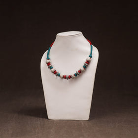 Patwa Threadwork Blue Pottery Beaded Necklace by Kailash Patwa 10