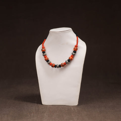 Patwa Threadwork Blue Pottery Beaded Necklace by Kailash Patwa 11