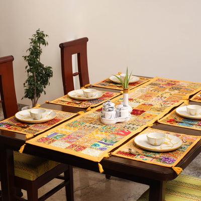 Khambadiya Patchwork Table Runner Set (Set of 7) 02