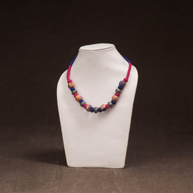 Patwa Threadwork Blue Pottery Beaded Necklace by Kailash Patwa 13