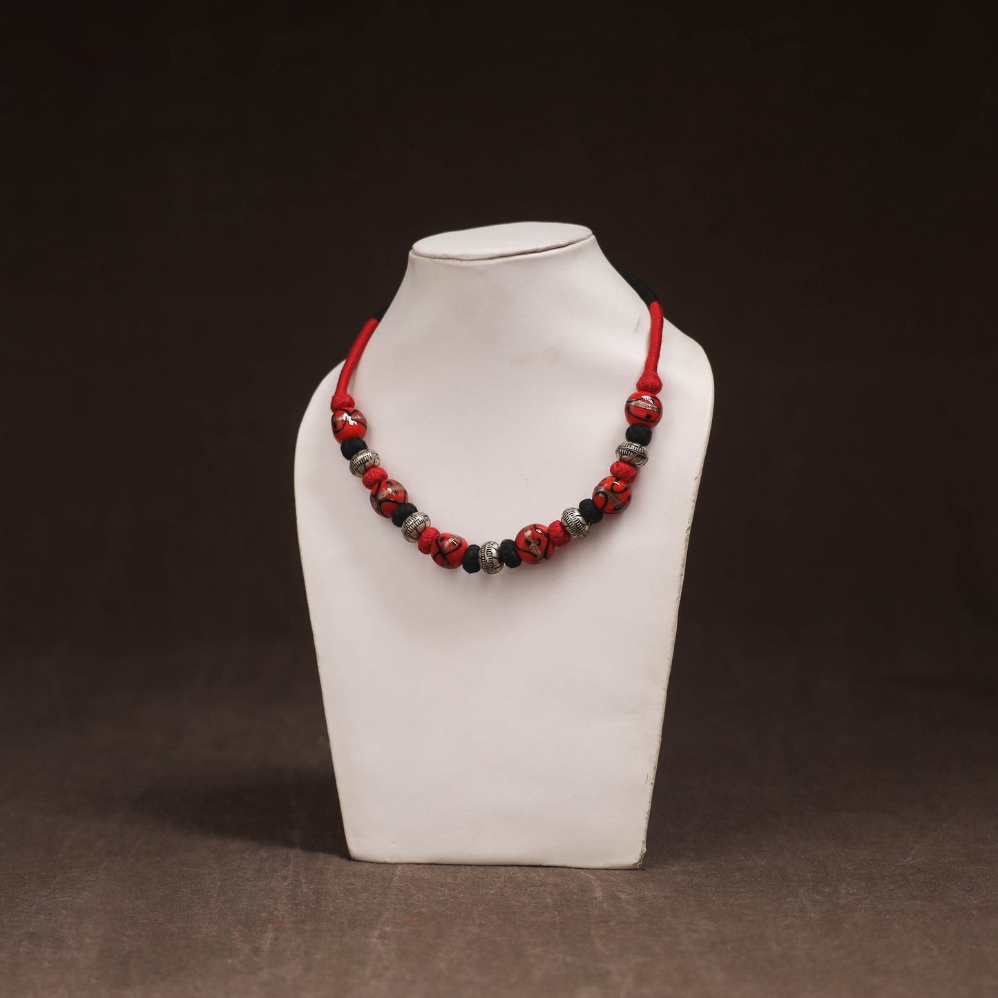 Patwa Threadwork Blue Pottery Beaded Necklace by Kailash Patwa 14