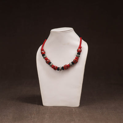 Patwa Threadwork Blue Pottery Beaded Necklace by Kailash Patwa 14