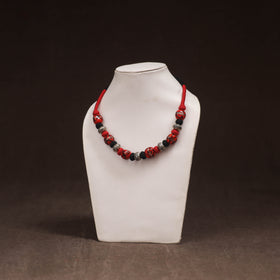 Patwa Threadwork Blue Pottery Beaded Necklace by Kailash Patwa 14