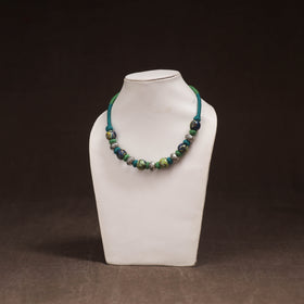 Patwa Threadwork Blue Pottery Beaded Necklace by Kailash Patwa 15
