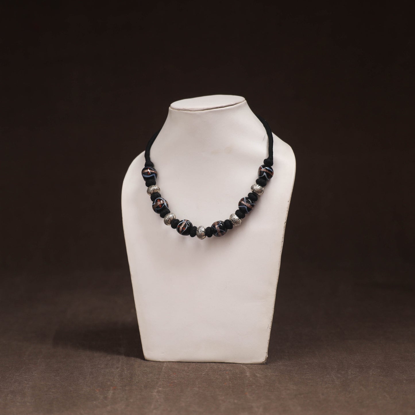 Patwa Threadwork Blue Pottery Beaded Necklace by Kailash Patwa 16