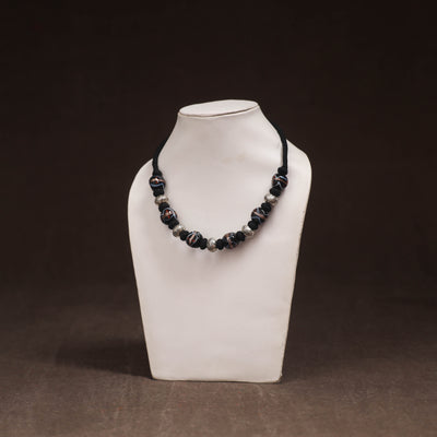 Patwa Threadwork Blue Pottery Beaded Necklace by Kailash Patwa 16