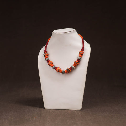 Patwa Threadwork Blue Pottery Beaded Necklace by Kailash Patwa 17