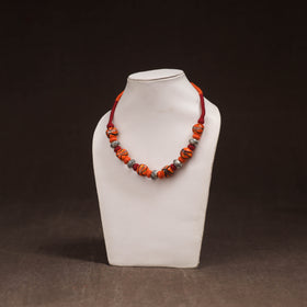 Patwa Threadwork Blue Pottery Beaded Necklace by Kailash Patwa 17