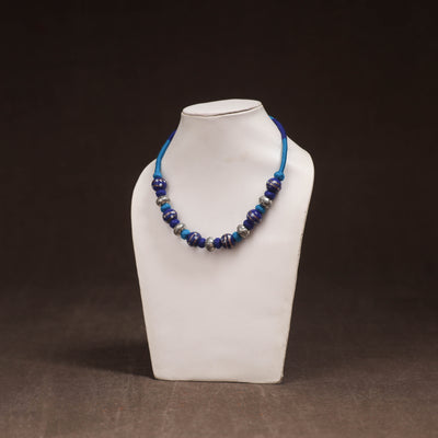 Patwa Threadwork Blue Pottery Beaded Necklace by Kailash Patwa 18