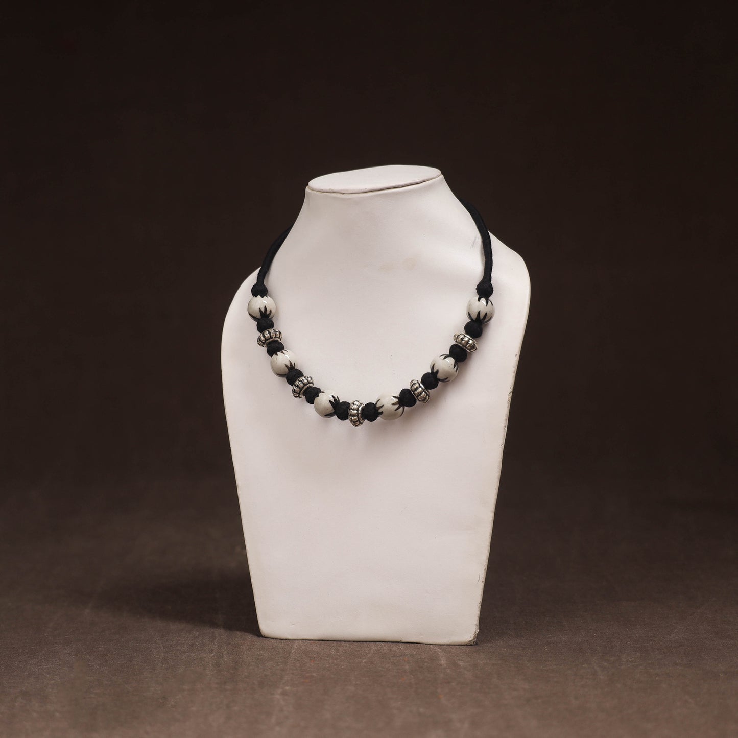 Patwa Threadwork Blue Pottery Beaded Necklace by Kailash Patwa 19