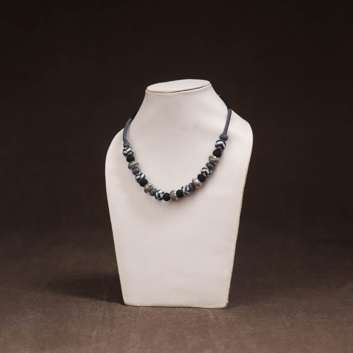 Patwa Threadwork Blue Pottery Beaded Necklace by Kailash Patwa 21
