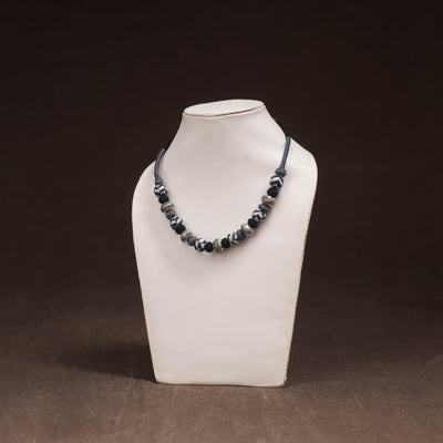 Patwa Threadwork Blue Pottery Beaded Necklace by Kailash Patwa 21