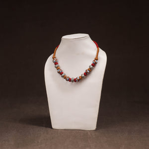 Brown - Patwa Threadwork Blue Pottery Beaded Necklace by Kailash Patwa 22