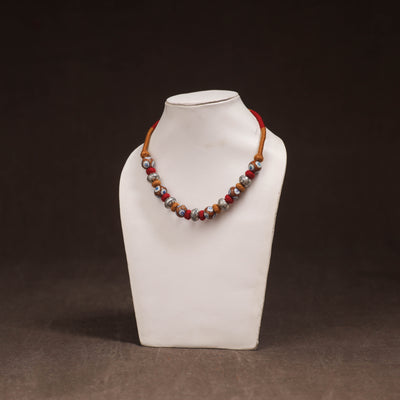 Patwa Threadwork Blue Pottery Beaded Necklace by Kailash Patwa 22
