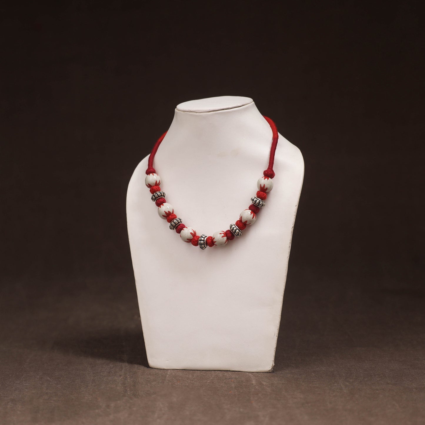 Patwa Threadwork Blue Pottery Beaded Necklace by Kailash Patwa 23