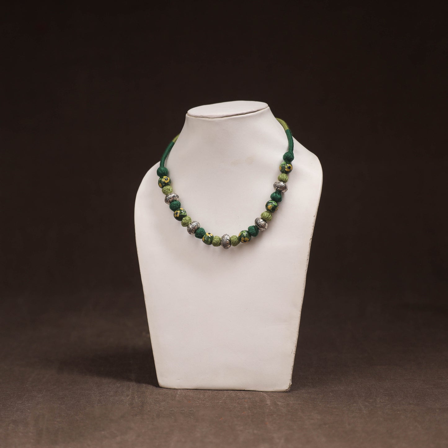 Patwa Threadwork Blue Pottery Beaded Necklace by Kailash Patwa 24