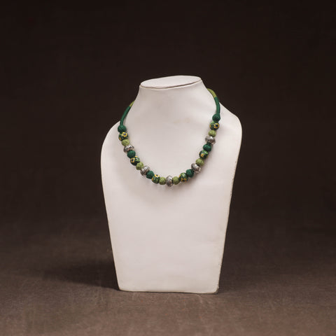 Patwa Threadwork Blue Pottery Beaded Necklace by Kailash Patwa 24
