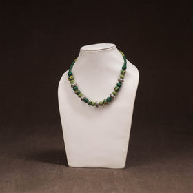 Patwa Threadwork Blue Pottery Beaded Necklace by Kailash Patwa 24