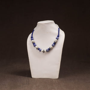 Blue - Patwa Threadwork Blue Pottery Beaded Necklace by Kailash Patwa 25
