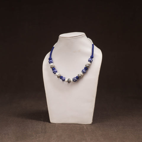 Patwa Threadwork Blue Pottery Beaded Necklace by Kailash Patwa 25