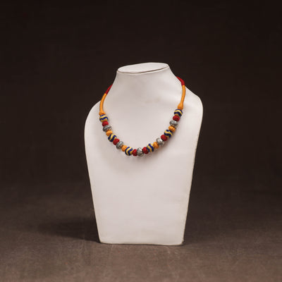 Patwa Threadwork Blue Pottery Beaded Necklace by Kailash Patwa 26