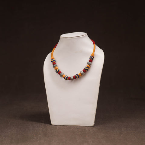 Patwa Threadwork Blue Pottery Beaded Necklace by Kailash Patwa 26
