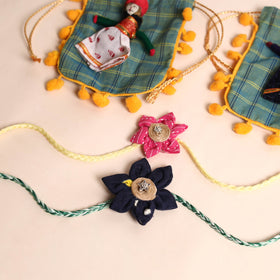  Handmade Fabric Flower Rakhi (Set of 2)