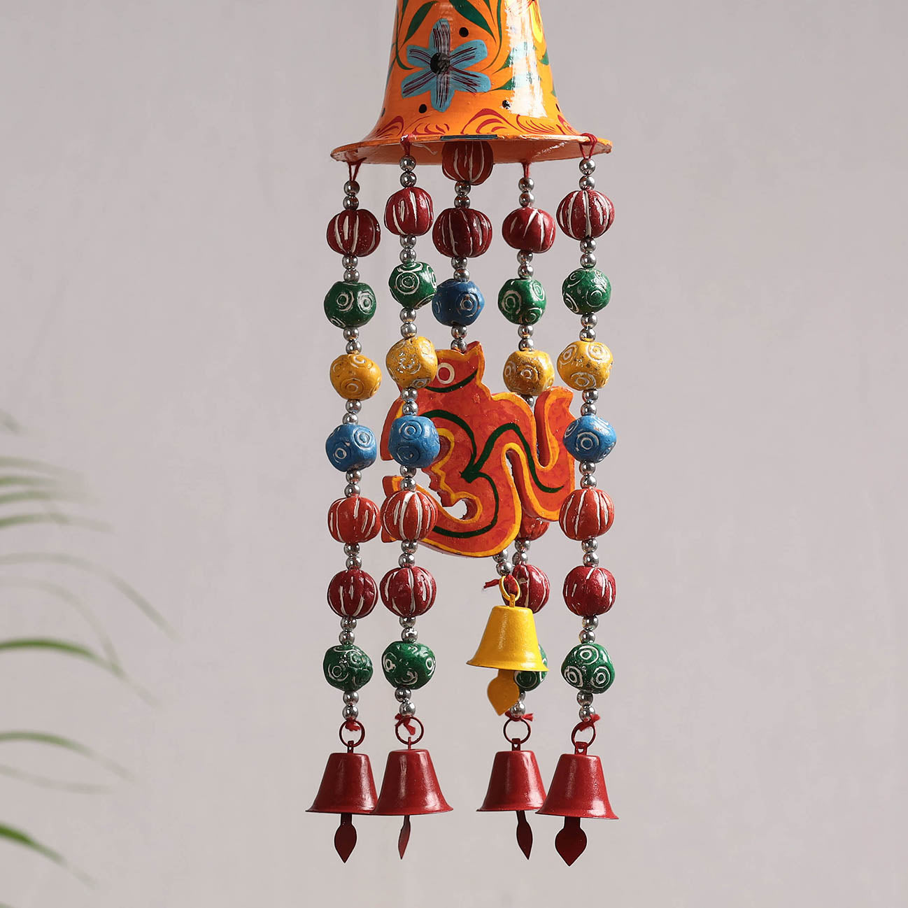 Big Bell - Banaras Handpainted Wooden & Terracotta Beads Decorative Hanging