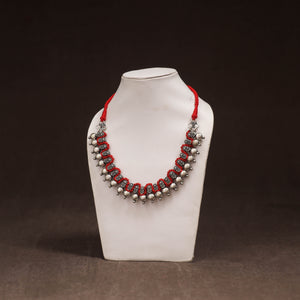 Red - Patwa Threadwork Choker Necklace by Kailash Patwa 38