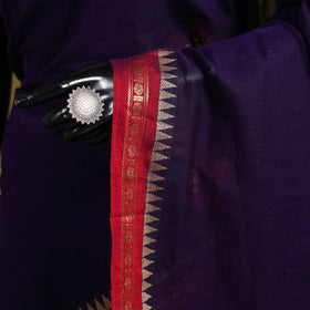 Purple - dharwad cotton saree with border 46 - handcrafted