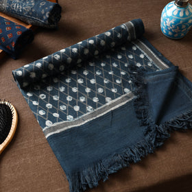 Blue Akola Block Printed Pure Handloom Cotton Towel 