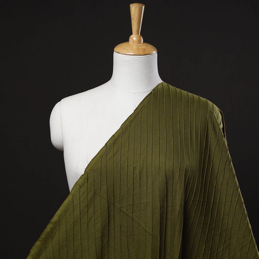 Mehandi Green Pintuck Plain Pure Cotton Fabric