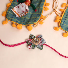  Handmade Fabric Flower Rakhi (Set of 2)