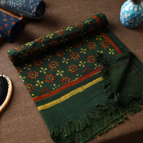Green Akola Block Printed Pure Handloom Cotton Towel 