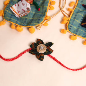  Handmade Fabric Flower Rakhi (Set of 2)