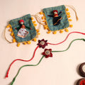  Handmade Fabric Flower Rakhi (Set of 2)