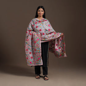 Pink - ranihati chanderi silk hand embroidery dupatta 28