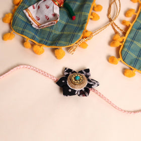  Handmade Fabric Flower Rakhi (Set of 2)