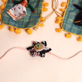  Handmade Fabric Flower Rakhi (Set of 2)