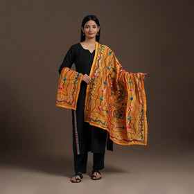 Orange - ranihati chanderi silk hand embroidery dupatta 29