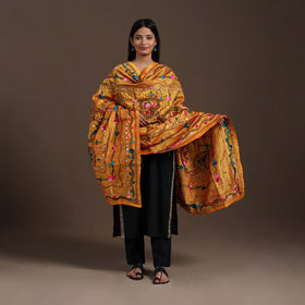 Orange - ranihati chanderi silk hand embroidery dupatta 29